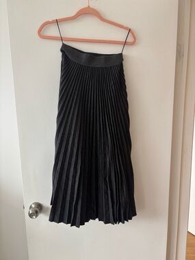 Theory Black Pleated Midi Skirt